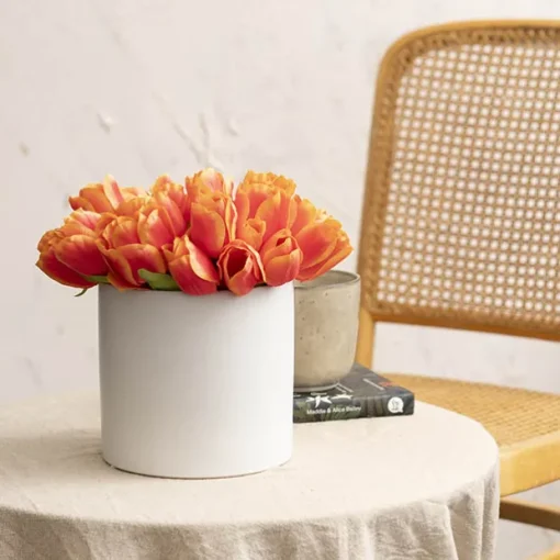 Ceramic Cylinder Pot Satin Matte White (15.5x15cmH)