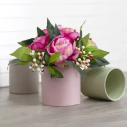 Ceramic Cylinder Pot Satin Matte Soft Pink (12x12.5cmH)