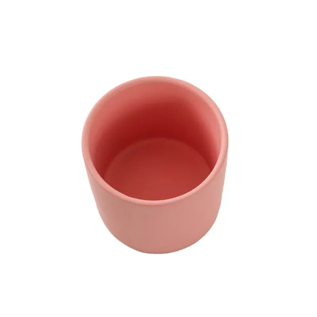 Ceramic Cylinder Pot Satin Matte Pink Coral (8x8cmH)