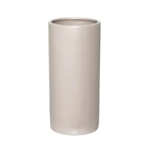 Ceramic Cylinder Pot Satin Matte Light Grey (13x28cmH)