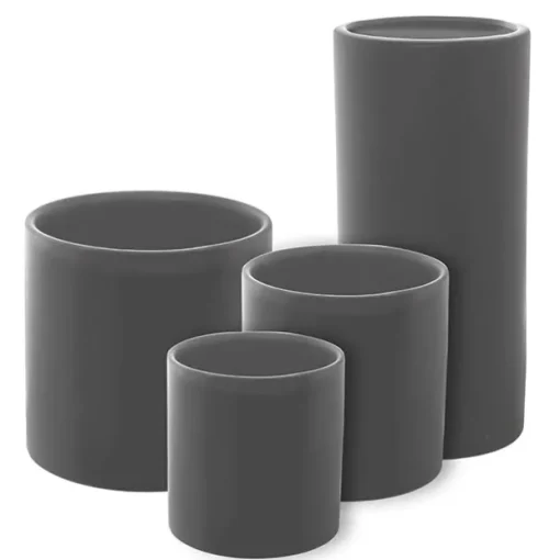 Ceramic Cylinder Pot Satin Matte Charcoal (12x12.5cmH)