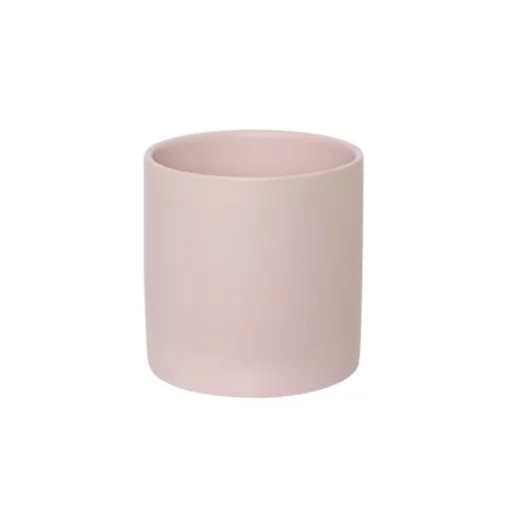 Ceramic Cylinder Pot Satin Matte Soft Pink (14x14cmH)
