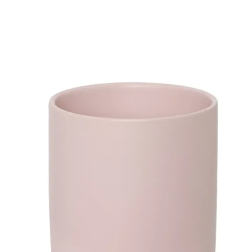 Ceramic Cylinder Pot Satin Matte Soft Pink (14x14cmH)