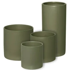 Ceramic Cylinder Pot Satin Matte Moss (10.5x10.5cmH)