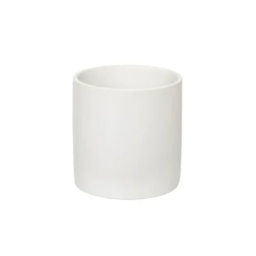 Ceramic Cylinder Pot Satin Matte White (14x14cmH)