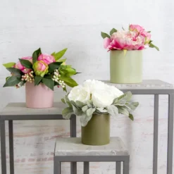 Ceramic Cylinder Pot Satin Matte Sage (10.5x10.5cmH)