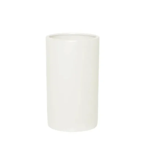 Ceramic Cylinder Pot Satin Matte White (15x25cmH)