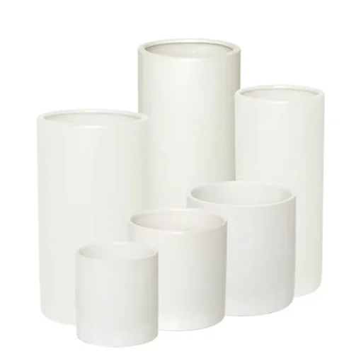 Ceramic Cylinder Pot Satin Matte White (15x25cmH)