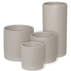 Ceramic Cylinder Pot Satin Matte Light Grey (10.5x10.5cmH)