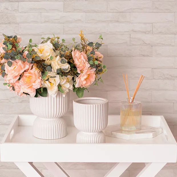 Ceramic Cyprus Egg Cup Vase Matte White (15Dx20cmH)