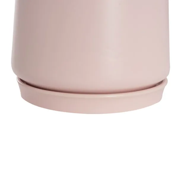 Ceramic Loreto Belly Pot & Plate Matte Pink Sand (15x14cmH)