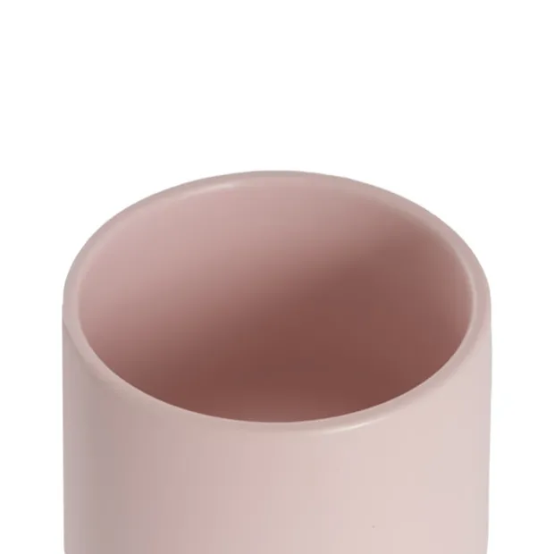 Ceramic Loreto Belly Pot & Plate Matte Pink Sand (15x14cmH)