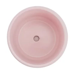 Ceramic Loreto Plant Pot & Plate Pink Sand (18DX18.5cmH)