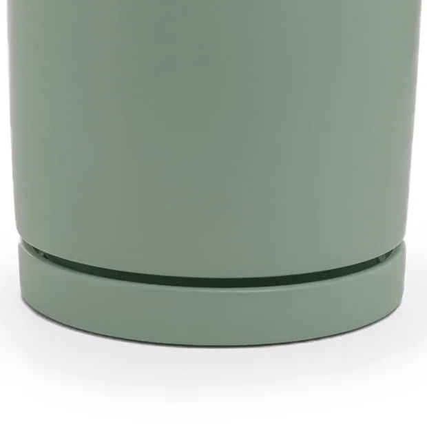 Ceramic Loreto Plant Pot & Plate Sea Foam (18Dx18.5cmH)