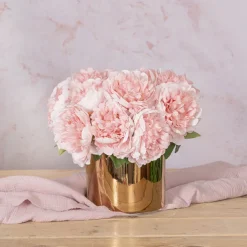 Ceramic Metallic Cylinder Pot Rose Gold (15.5x15cmH)