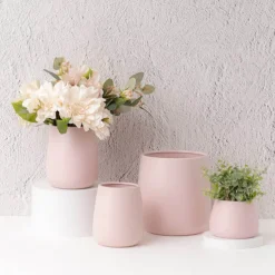 Ceramic Taron Belly Pot Matte Soft Pink (13x10cmH)