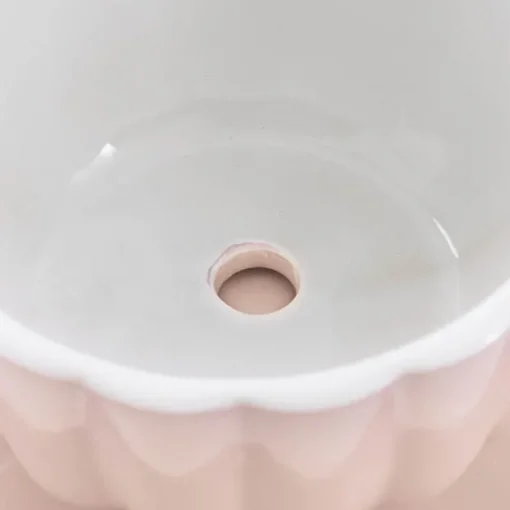 Ceramic Tea Cup Pot Saucer Drain Hole Nude (15TDx10cmH)