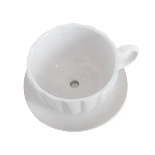 Ceramic Tea Cup Pot Saucer Drainage Hole White (15TDx10cmH)