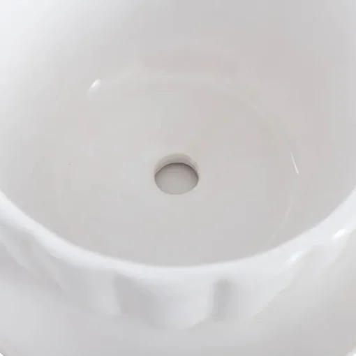 Ceramic Tea Cup Pot Saucer Drainage Hole White (15TDx10cmH)