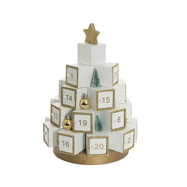 Christmas Advent Calendar Table Top Tree White (29cmDx30cmH)