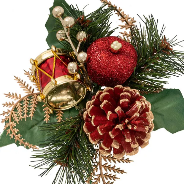 Christmas Pick w Apple & Drum Pack 3 Red (17.5cmH)