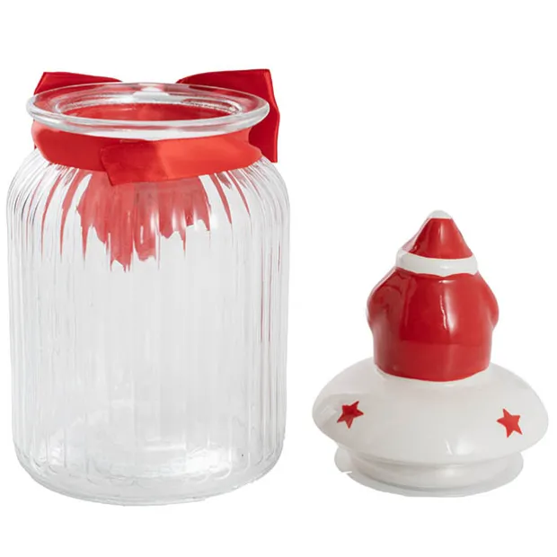 Christmas Santa Lolly Cookie Jar Clear (9.5cmDx15cmH)