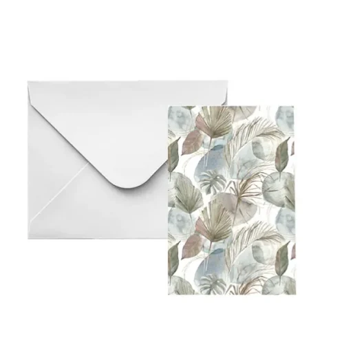 Classic Gift Card & Envelope Neutral Leaves Pk25(6.5x10cmH)
