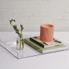 Clear Acrylic Tray Rectangular w Handles (35x25x4cmH)