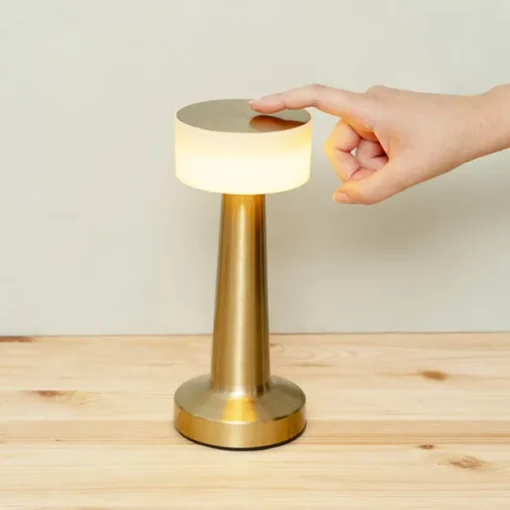 Cordless Designer LED Table Lamp Gold (21cmH)