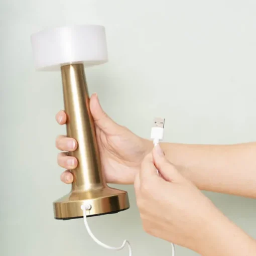 Cordless Designer LED Table Lamp Gold (21cmH)