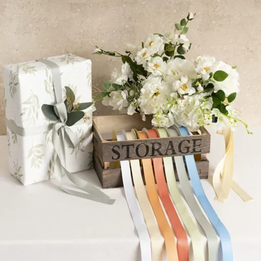 Cotton Ribbon Recycled rPET Material Morning Dew (25mmx25m)