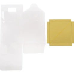 Cupcake Box Clear with Base 30mic Gold (90x90x90mm) Pack 10