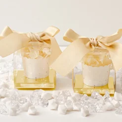 Cupcake Box Clear with Base 25mic Gold (80x80x80mm) Pack 10