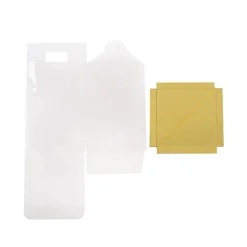 Cupcake Box Clear with Base 25mic Gold (80x80x80mm) Pack 10