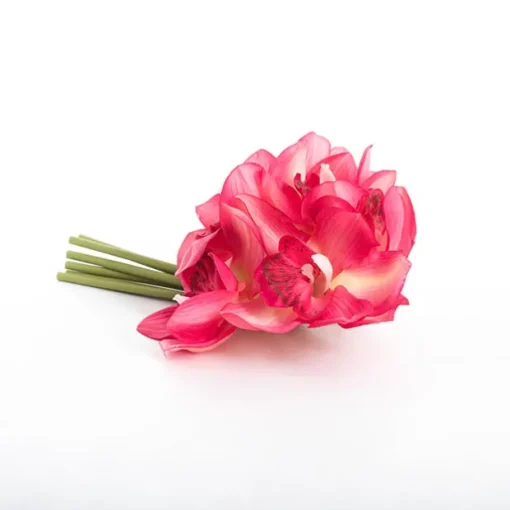 Cymbidium Orchid Bouquet Real Touch 6 Flowers Hot Pink 25cmH