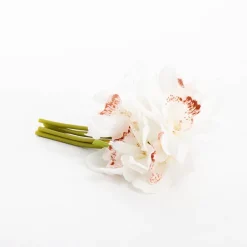 Cymbidium Orchid Bouquet Real Touch 6 Flowers White (25cmH)