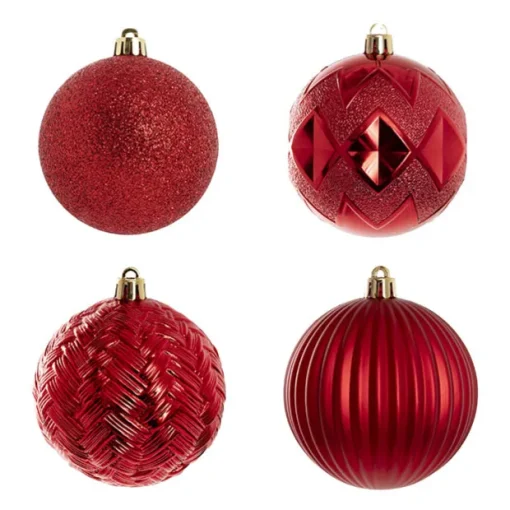 Decorative Assorted Hanging Baubles Set 24 Red (8cmD)