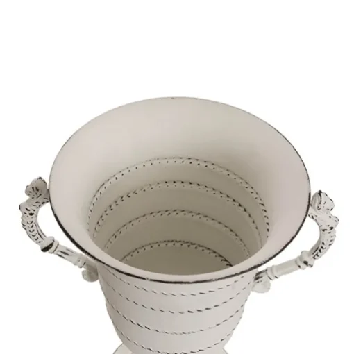 Decorative Flute Metal Vase Antique White (30.5x24x35.5cmH)