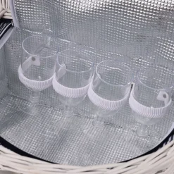 Deluxe 4 Person Picnic Basket Satin White (41x31x22cmH)