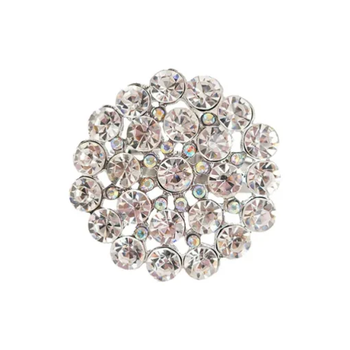 Diamante Flower Napkin Ring Pack 4 Silver (3.8x4.5cmH)