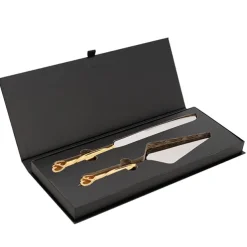 Diamante Heart Cake Knife Set Gold (23Wx340mmL & 70Wx290mmL)