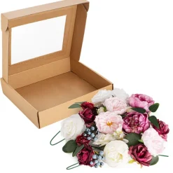DIY Rose Peony & Berry Arrangement Box Red (26x25x6cmH)