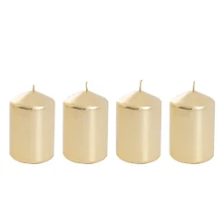 Dome Pillar Event Candle Pack 4 25 HRS Gold (5x7.5cmH)