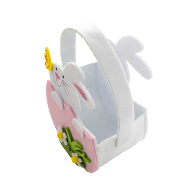 Easter Basket Felt Spring Garden Bunny Pink Pk2 (11x16cmH)