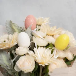 Easter Egg Picks Set 6 White Yellow Coral (5cmDx25cmH)