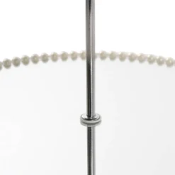 Elegant Cake Stand 2 Tier Mirror Pearl Edge Silver (32cmH)