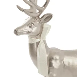 Elegant Standing Metallic Reindeer w Bow Champagne (46cmH)