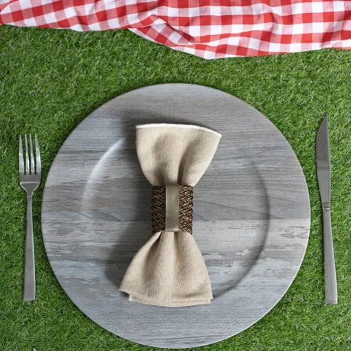 Faux Wood Look Charger Plate Pack 4 Grey (33cmD)