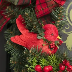 Festive Bird Clips w Wreath Pack 3 Red (11.5x6.5x7cmH)