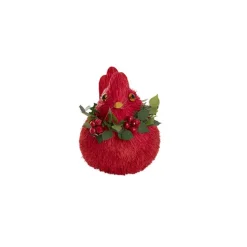 Festive Bird Clips w Wreath Pack 3 Red (11.5x6.5x7cmH)